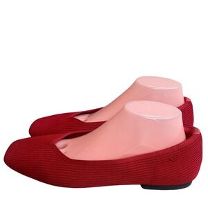 VIVAIA Red Knit squar Toe Ballet Flats Women's Size 42 square   toe EUC slip on